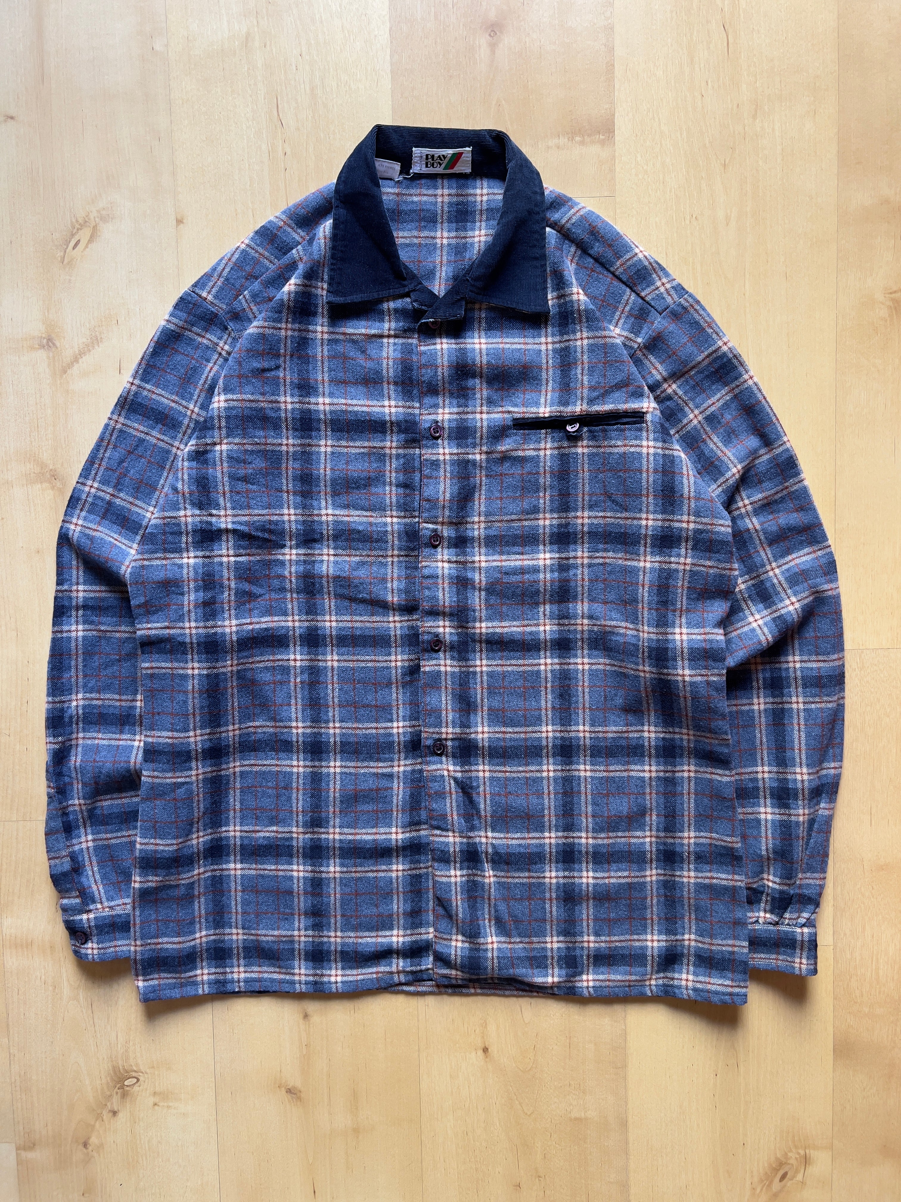 NAVY PLAY BOY PLAID FLANNEL - M AT JIM'S
