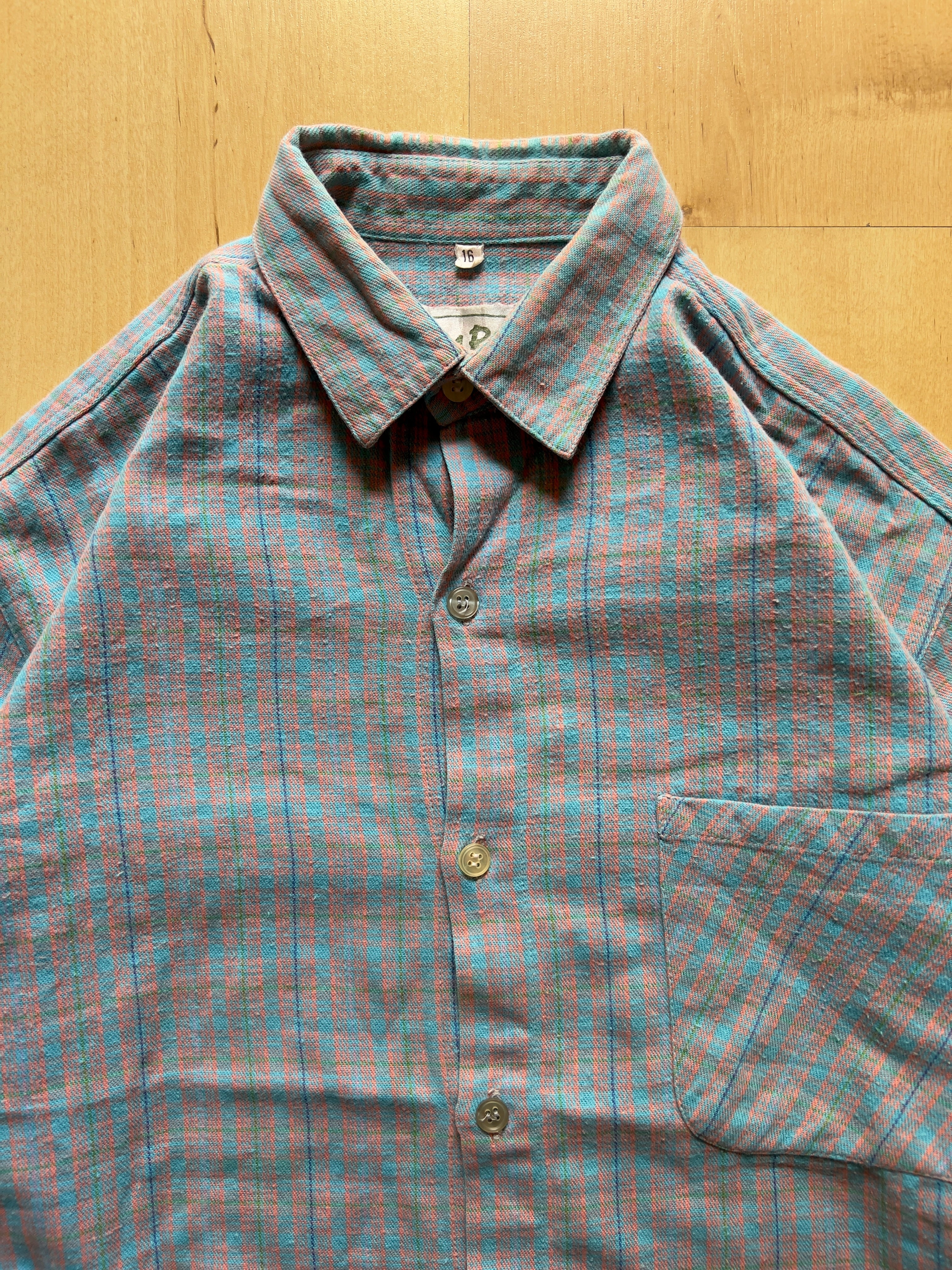 BLUE/SALMON/GREEN FLANNEL - XS/S AT JIM'S