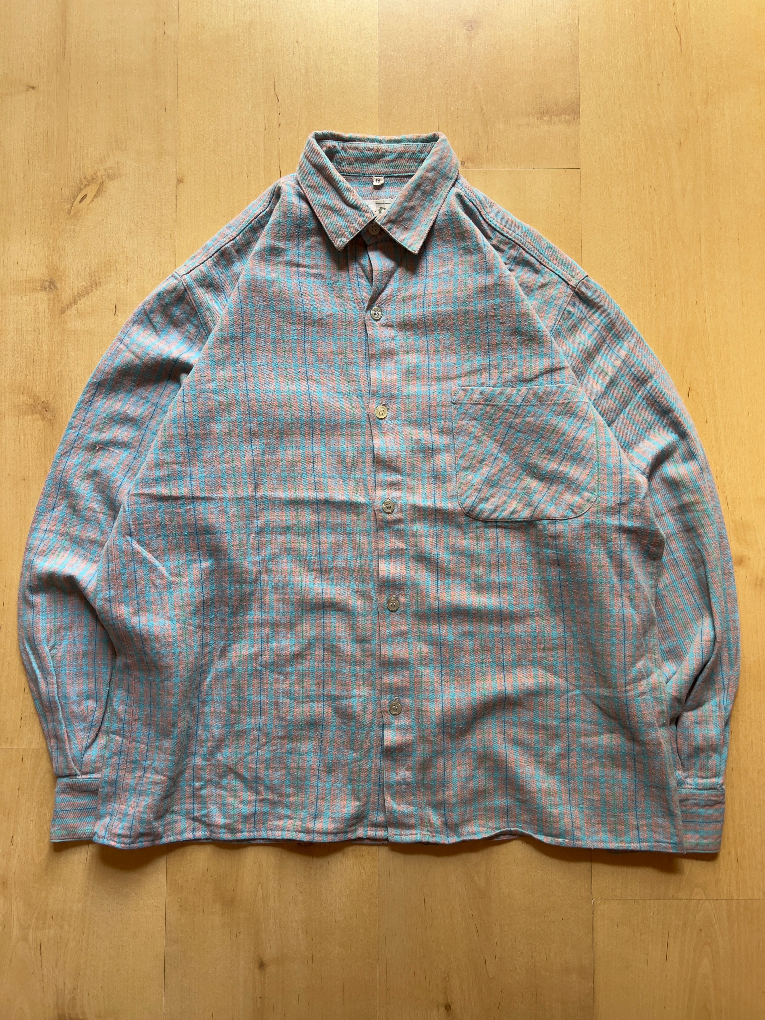 BLUE/SALMON/GREEN FLANNEL - XS/S AT JIM'S