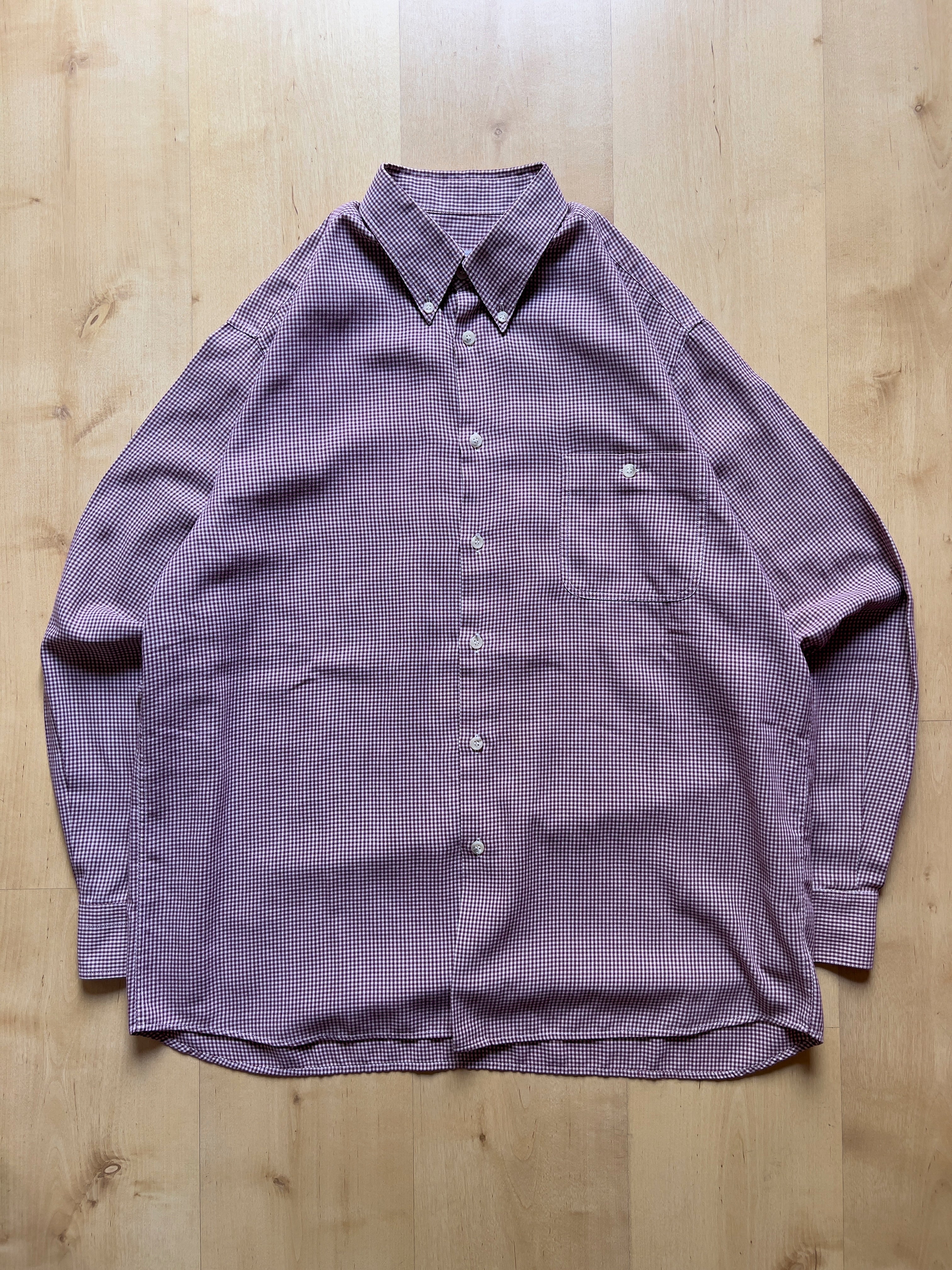 BURGUNDY VICHY SHIRT - L AT JIM'S
