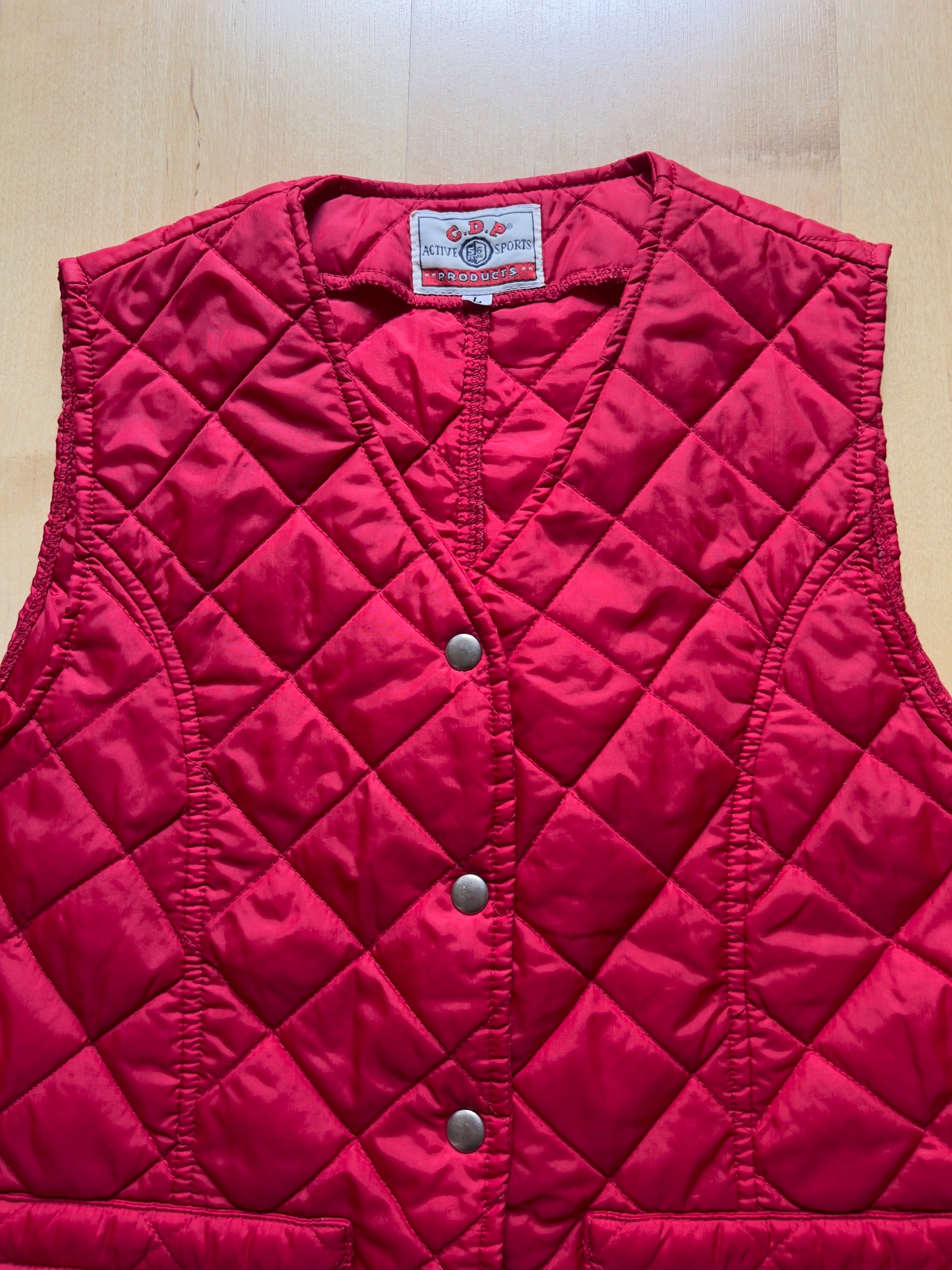 RED PUFFER VEST - S AT JIM'S