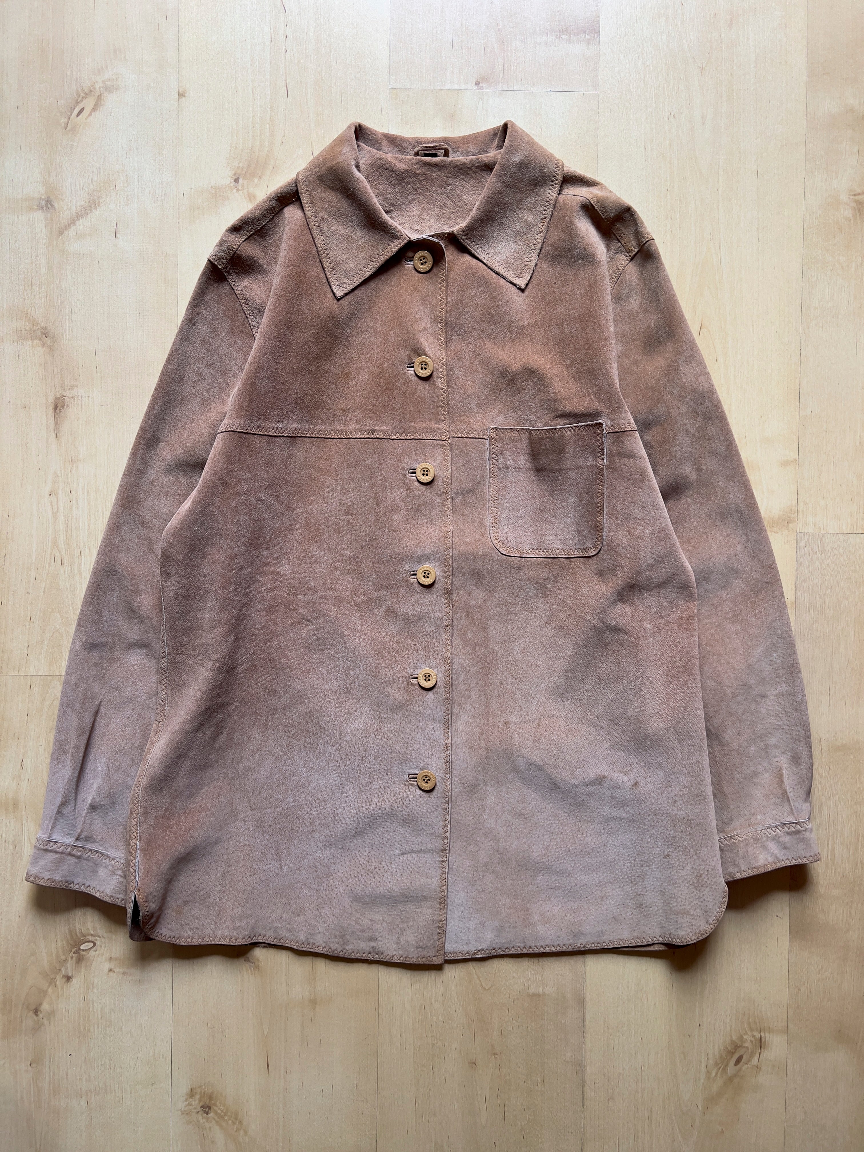 BROWN LEATHER SHIRT JACKET - S AT JIM'S