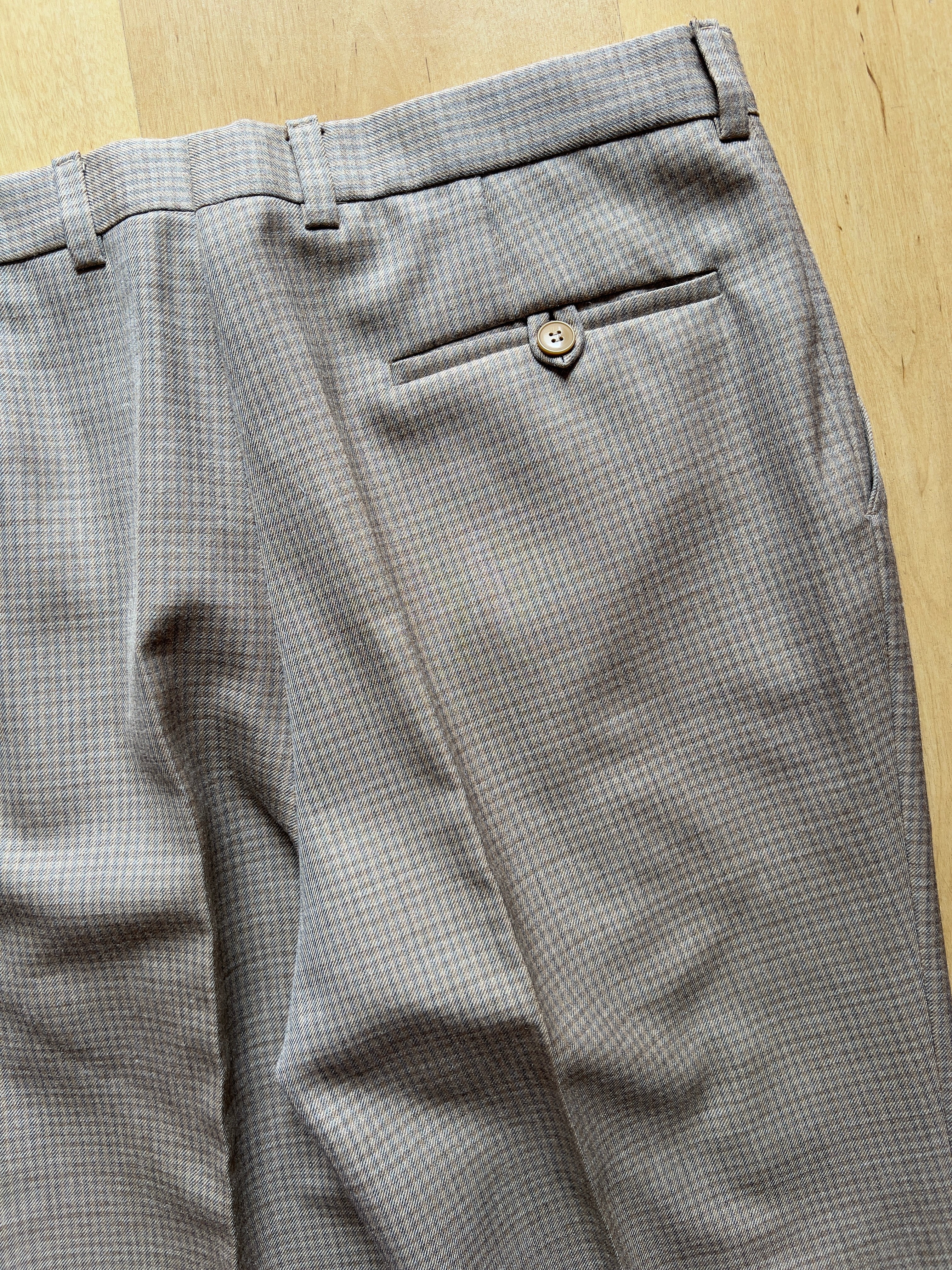 BEIGE VICHY PLEATED TROUSERS - 32X30/S AT JIM'S