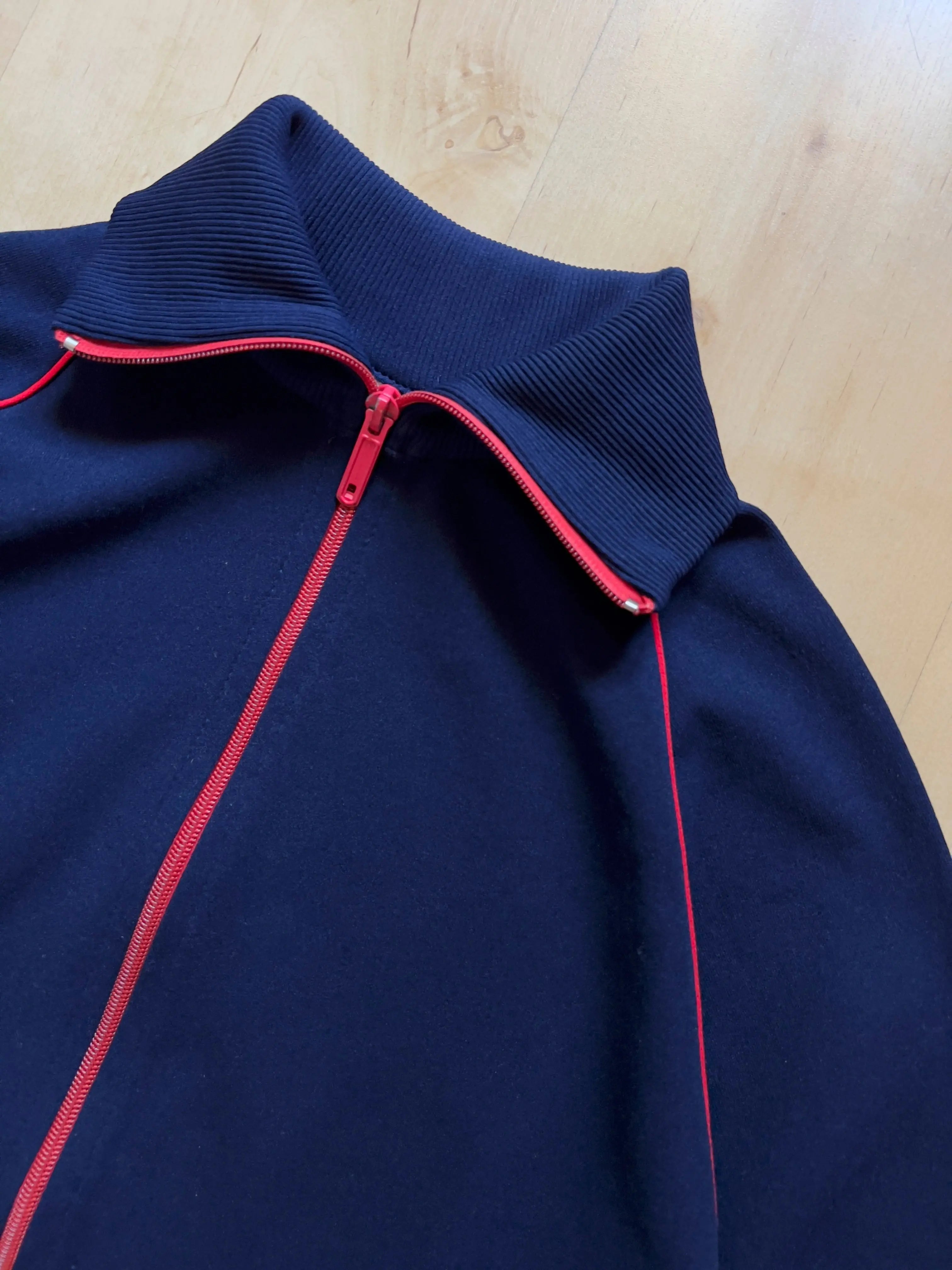 BLUE/RED HELANCA ZIP UP - XS/S AT JIM'S